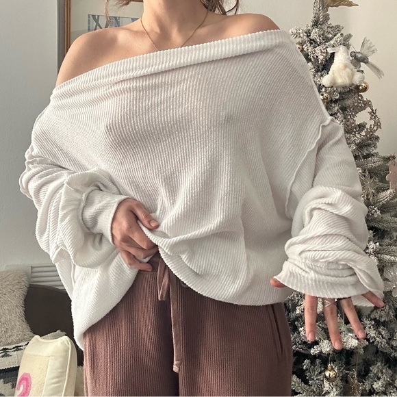 FREE PEOPLE Ribbed Oversized Top M - Picture 1 of 7